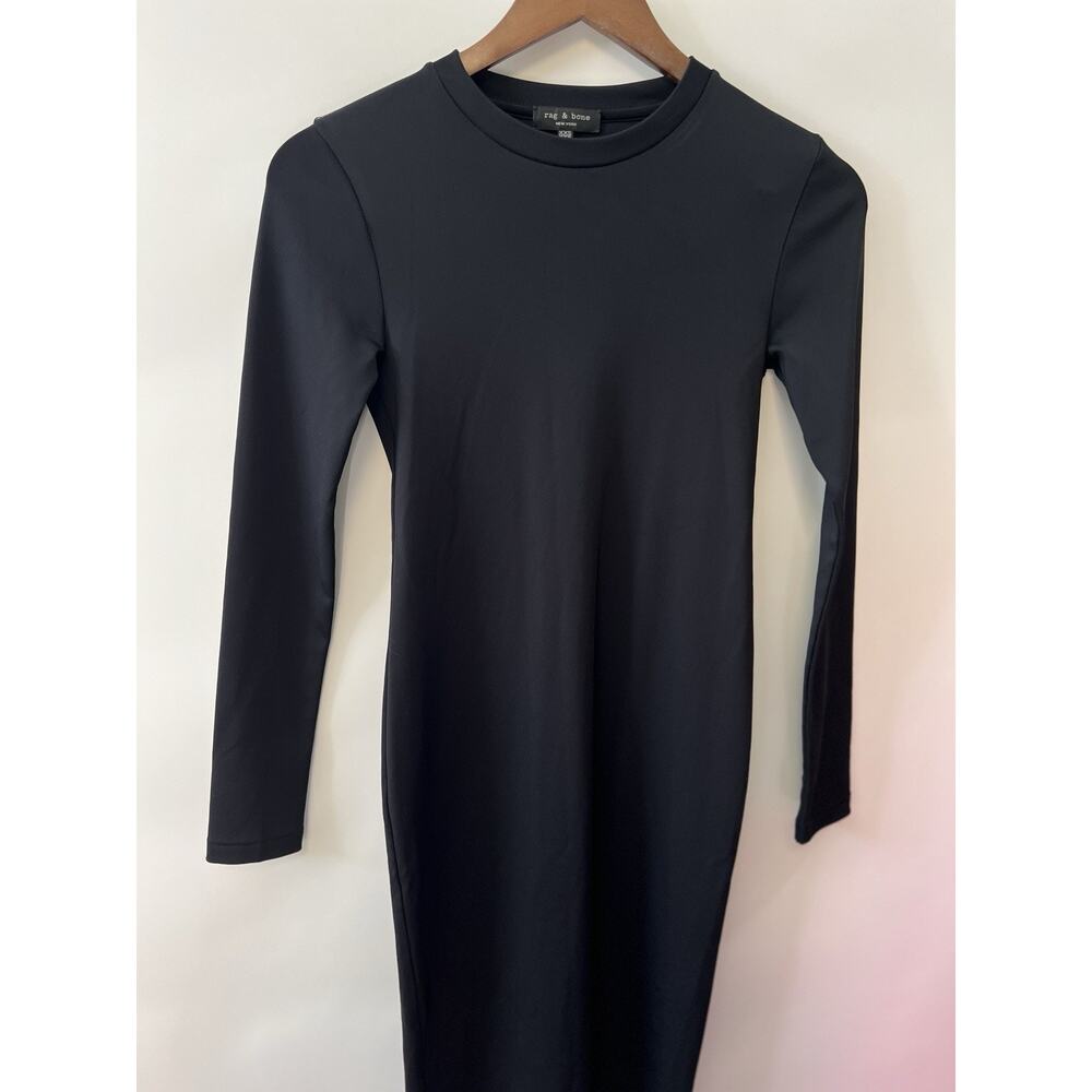 Rag & Bone NWOT Long Sleeve Midi Bodycon Liquid Knit Dress Sz XXS Black timeless - Picture 3 of 11